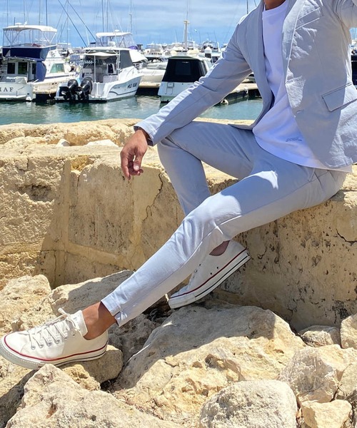 #Re:room URBAN BEACH CLUB（リルームアーバンビーチクラブ）の「コットンスリムスラックス（スラックス・メンズ・ブルー/グリーン/ベージュ・MEDIUM/LARGE/SMALL）」の3枚目の写真