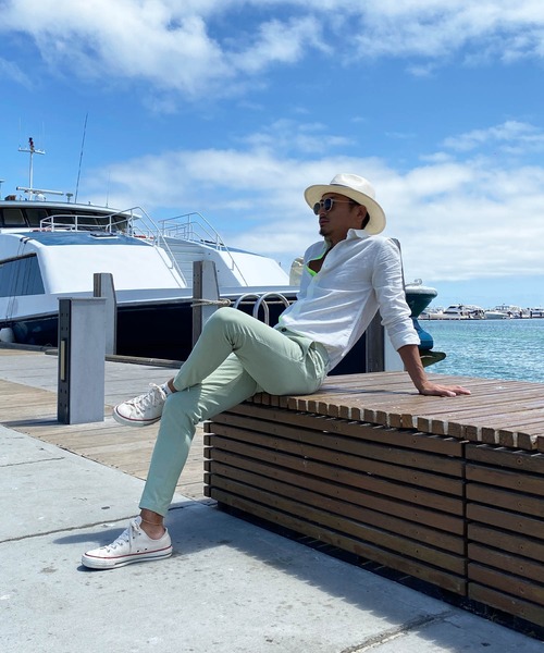 #Re:room URBAN BEACH CLUB（リルームアーバンビーチクラブ）の「コットンスリムスラックス（スラックス・メンズ・ブルー/グリーン/ベージュ・MEDIUM/LARGE/SMALL）」の14枚目の写真