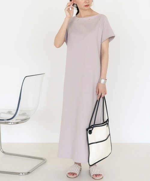 Bab(バブ)の「【WEB限定】バックプリーツスウェット半袖ワンピース(ワンピース・レディース・ブラック/ライトグレー/ベージュ/A/B/C・FREE)」の7枚目の写真