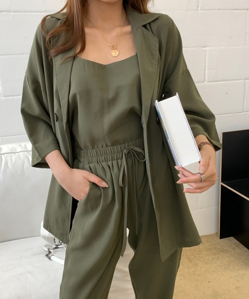 Girly Doll(ガーリードール)の「スプリング・サマージャケット・キャミ・パンツ3点セットアップ(セットアップ・レディース・ブラック/ブルー/ピンク/グレー系その他/ブラック系その他/ピンク系その他/グリーン系その他/グレー/ベージュ/ブルー系その他/カーキ/ベージュ系その他/ブラウン系その他/モカ・FREE)」の10枚目の写真