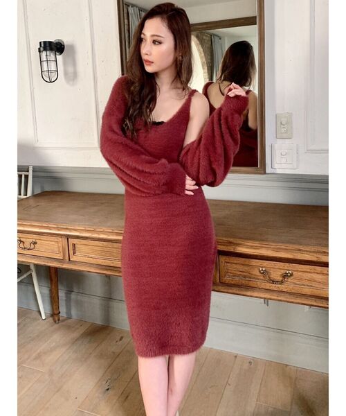 RESEXXY（リゼクシー）の「ミニシャギーワンピース【セットアップ着用可能】（ワンピース・レディース・ブラック/ワイン/ベージュ・FREE）」の3枚目の写真