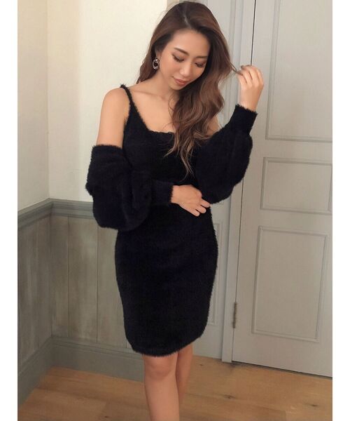 RESEXXY（リゼクシー）の「ミニシャギーワンピース【セットアップ着用可能】（ワンピース・レディース・ブラック/ワイン/ベージュ・FREE）」の2枚目の写真