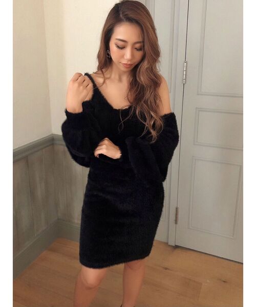 RESEXXY（リゼクシー）の「ミニシャギーワンピース【セットアップ着用可能】（ワンピース・レディース・ブラック/ワイン/ベージュ・FREE）」の9枚目の写真