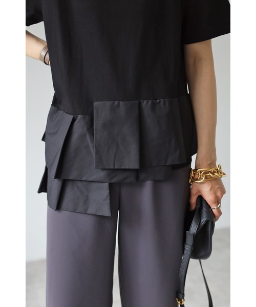 Bonjour Sagan（ボンジュールサガン）の「裾切り替えデザインカットソー（Tシャツ/カットソー・レディース・ブラック/カーキ/ホワイト・FREE）」の18枚目の写真