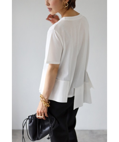 Bonjour Sagan（ボンジュールサガン）の「裾切り替えデザインカットソー（Tシャツ/カットソー・レディース・ブラック/カーキ/ホワイト・FREE）」の15枚目の写真