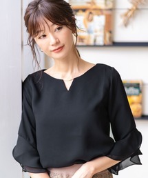 ブラウス シフォン&フリル メタルバー付き FEERICHELU