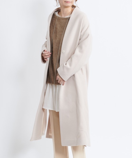 DouDou(ドゥドゥ)の「ニューイングランドラムコート(チェスターコート・レディース・キナリ/ブラウン/グリーン・FREE)」の4枚目の写真