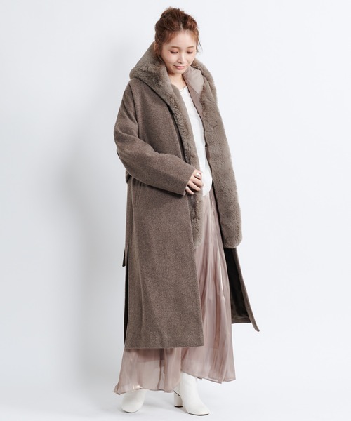 DouDou(ドゥドゥ)の「ニューイングランドラムコート(チェスターコート・レディース・キナリ/ブラウン/グリーン・FREE)」の19枚目の写真