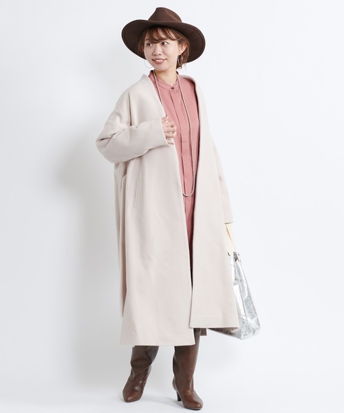 DouDou(ドゥドゥ)の「ニューイングランドラムコート(チェスターコート・レディース・キナリ/ブラウン/グリーン・FREE)」の13枚目の写真