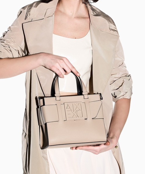 A|X Armani Exchange BOXロゴバックル　ミニハンドバッグ A|X アルマーニ エクスチェンジ】BOXロゴバックル ミニハンドバッグ