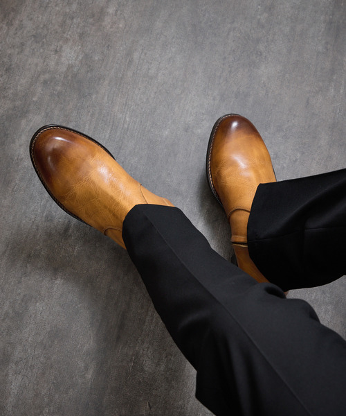 今月だけ販売致します。PADRONE キャメル　レザーブーツ BARCLAY ファスナー付レースアップブーツ キャメル｜BARCLAY