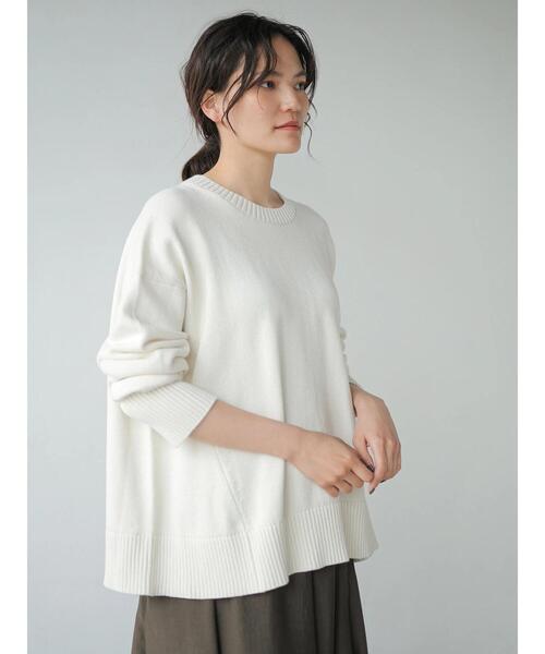 AMERICAN HOLIC（アメリカンホリック）の「フロントスリットクルーネックニットプルオーバー（ニット/セーター・レディース・ブラック/オフホワイト/ピンク/グレイッシュベージュ/イエロー/ミント・MEDIUM/LARGE）」の12枚目の写真