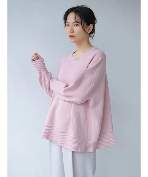 AMERICAN HOLIC（アメリカンホリック）の「フロントスリットクルーネックニットプルオーバー（ニット/セーター・レディース・ブラック/オフホワイト/ピンク/グレイッシュベージュ/イエロー/ミント・MEDIUM/LARGE）」の14枚目の写真