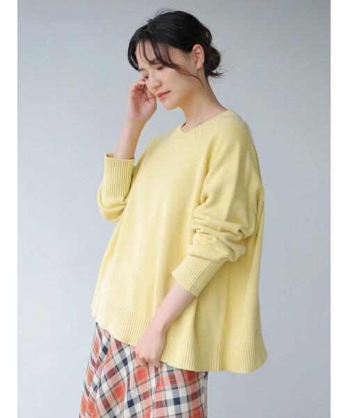 AMERICAN HOLIC（アメリカンホリック）の「フロントスリットクルーネックニットプルオーバー（ニット/セーター・レディース・ブラック/オフホワイト/ピンク/グレイッシュベージュ/イエロー/ミント・MEDIUM/LARGE）」の16枚目の写真