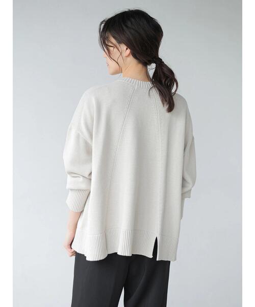 AMERICAN HOLIC（アメリカンホリック）の「フロントスリットクルーネックニットプルオーバー（ニット/セーター・レディース・ブラック/オフホワイト/ピンク/グレイッシュベージュ/イエロー/ミント・MEDIUM/LARGE）」の19枚目の写真