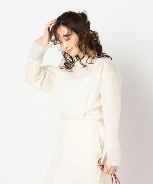 Rie Miller（リエミラー）の「シアーダンボールニットプルオーバーカットソー（Tシャツ/カットソー・レディース・ホワイト/マスタード/サックスブルー・38）」の2枚目の写真