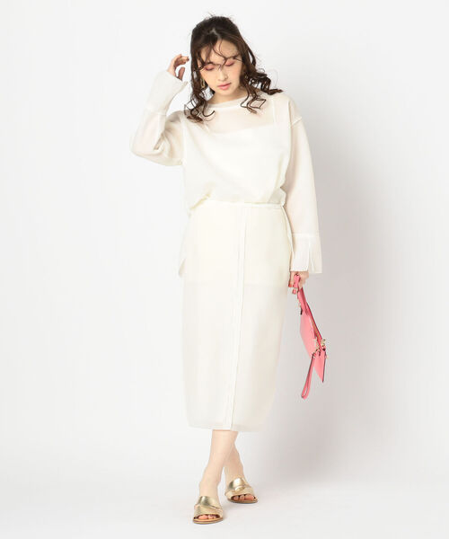 Rie Miller（リエミラー）の「シアーダンボールニットプルオーバーカットソー（Tシャツ/カットソー・レディース・ホワイト/マスタード/サックスブルー・38）」の12枚目の写真