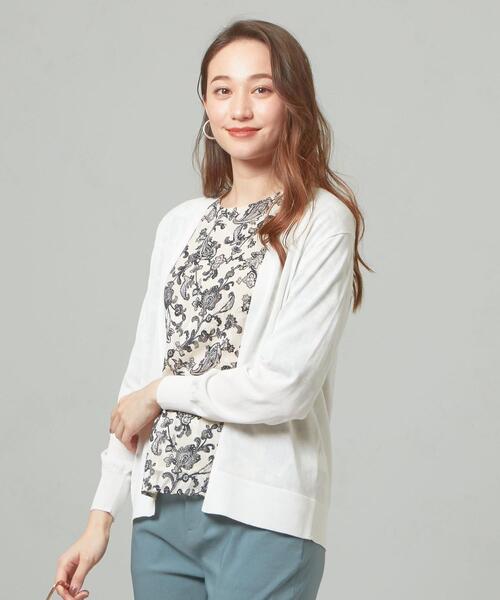 closet story（クローゼットストーリー）の「＜closet story＞□デオドラント キナガシ カーディガン -手洗い可能-（カーディガン/ボレロ・レディース・ホワイト/ネイビー/ライラック・FREE）」の2枚目の写真