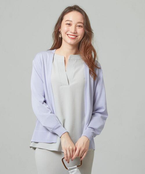 closet story（クローゼットストーリー）の「＜closet story＞□デオドラント キナガシ カーディガン -手洗い可能-（カーディガン/ボレロ・レディース・ホワイト/ネイビー/ライラック・FREE）」の7枚目の写真