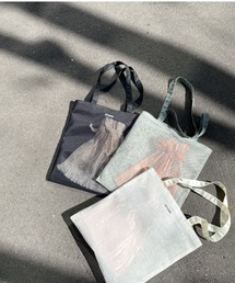 プリーツ巾着付きメッシュトート