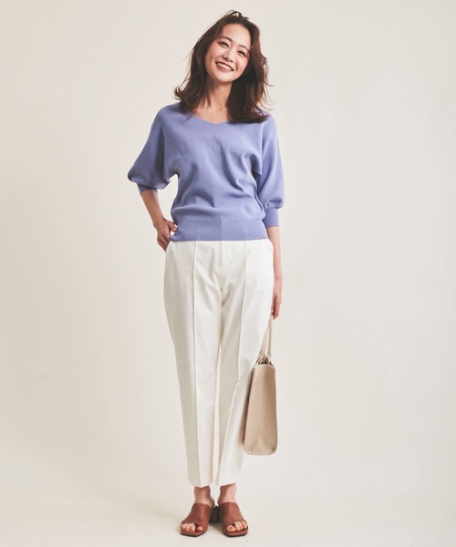 The Virgnia（ザ ヴァージニア）の「総針Vネックサマーニット（ニット/セーター・レディース・ネイビー/オフホワイト/ブルー/イエロー/ピンク・FREE）」の9枚目の写真