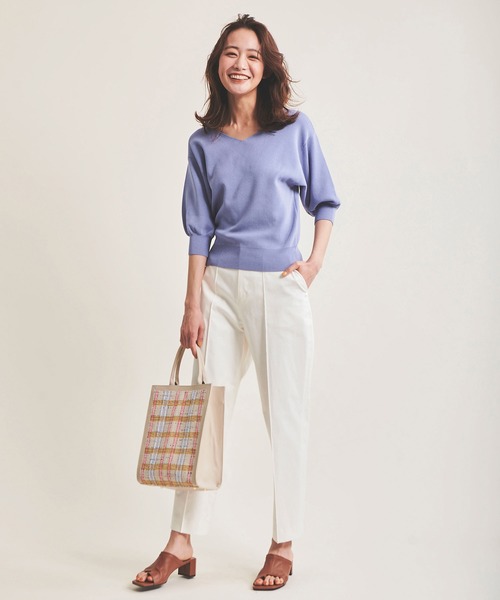 The Virgnia（ザ ヴァージニア）の「総針Vネックサマーニット（ニット/セーター・レディース・ネイビー/オフホワイト/ブルー/イエロー/ピンク・FREE）」の7枚目の写真