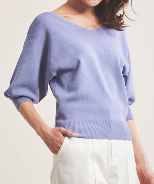 The Virgnia（ザ ヴァージニア）の「総針Vネックサマーニット（ニット/セーター・レディース・ネイビー/オフホワイト/ブルー/イエロー/ピンク・FREE）」の13枚目の写真