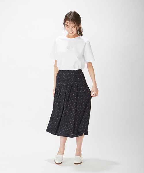 J.PRESS（ジェイプレス）の「【洗える】ポリエステル デシン幾何プリント スカート（スカート・レディース・スモーキーグリーン系5/ネイビー系5・T15/T13）」の4枚目の写真