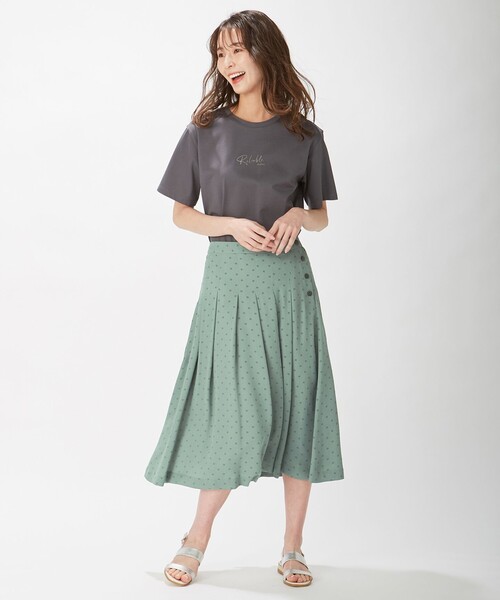 J.PRESS（ジェイプレス）の「【洗える】ポリエステル デシン幾何プリント スカート（スカート・レディース・スモーキーグリーン系5/ネイビー系5・T15/T13）」の5枚目の写真