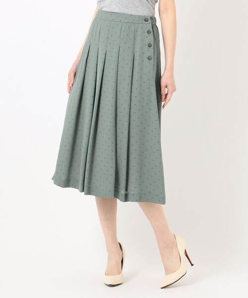 J.PRESS（ジェイプレス）の「【洗える】ポリエステル デシン幾何プリント スカート（スカート・レディース・スモーキーグリーン系5/ネイビー系5・T15/T13）」の6枚目の写真
