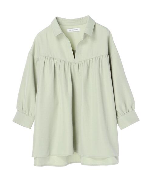 Green　Parks（グリーンパークス）の「切替ギャザー襟付ブラウス＊（シャツ/ブラウス・レディース・ミント/オレンジ/オフホワイト・FREE）」の22枚目の写真