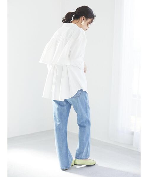 Green　Parks（グリーンパークス）の「切替ギャザー襟付ブラウス＊（シャツ/ブラウス・レディース・ミント/オレンジ/オフホワイト・FREE）」の4枚目の写真