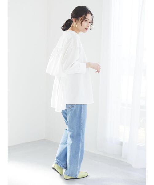 Green　Parks（グリーンパークス）の「切替ギャザー襟付ブラウス＊（シャツ/ブラウス・レディース・ミント/オレンジ/オフホワイト・FREE）」の5枚目の写真