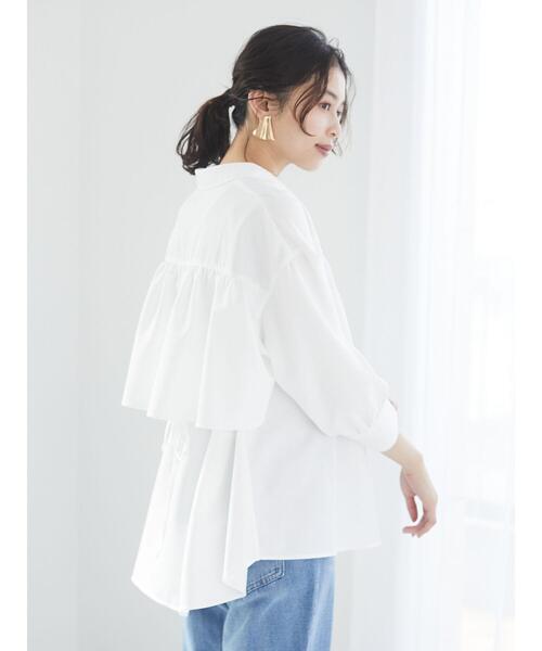 Green　Parks（グリーンパークス）の「切替ギャザー襟付ブラウス＊（シャツ/ブラウス・レディース・ミント/オレンジ/オフホワイト・FREE）」の8枚目の写真