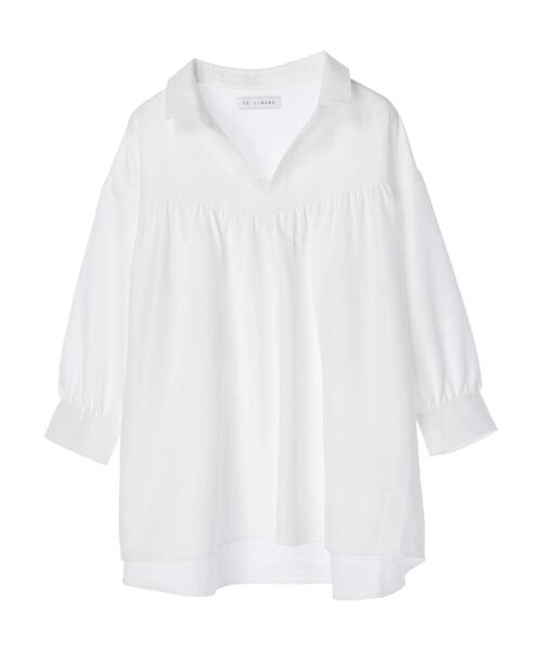 Green　Parks（グリーンパークス）の「切替ギャザー襟付ブラウス＊（シャツ/ブラウス・レディース・ミント/オレンジ/オフホワイト・FREE）」の13枚目の写真