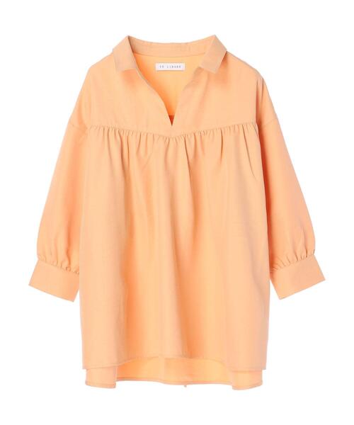 Green　Parks（グリーンパークス）の「切替ギャザー襟付ブラウス＊（シャツ/ブラウス・レディース・ミント/オレンジ/オフホワイト・FREE）」の14枚目の写真