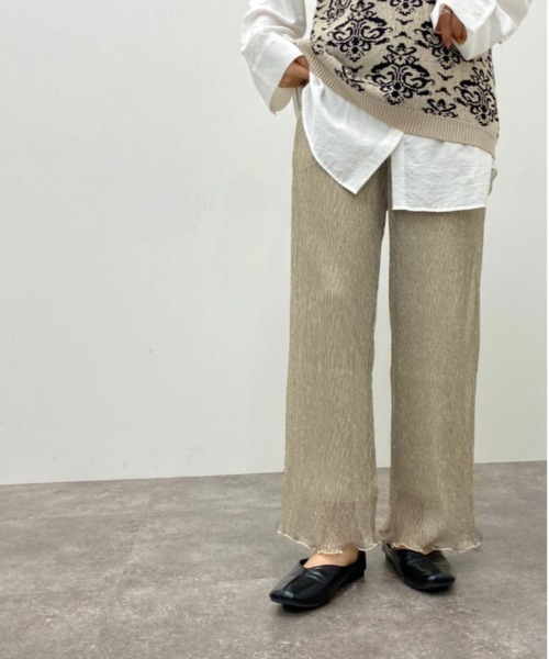 apres jour mignon(アプレジュールミニョン)の「ラメプリーツパンツ 【ZOZOTOWN限定アイテム】(その他パンツ・レディース・ブラック/グレー/ベージュ/ブラック系その他・SMALL/MEDIUM/X-LARGE)」の4枚目の写真