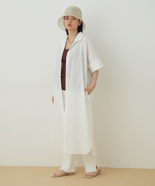 ADAM ET ROPE'(アダムエロペ)の「【アウトレット店舗・WEB限定】TCブロードシャツワンピース(シャツワンピース・レディース・ホワイト/ネイビー/ブラウン系その他2/ブルー系その他4・FREE)」の7枚目の写真