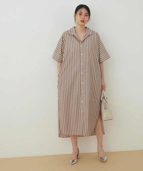 ADAM ET ROPE'(アダムエロペ)の「【アウトレット店舗・WEB限定】TCブロードシャツワンピース(シャツワンピース・レディース・ホワイト/ネイビー/ブラウン系その他2/ブルー系その他4・FREE)」の9枚目の写真