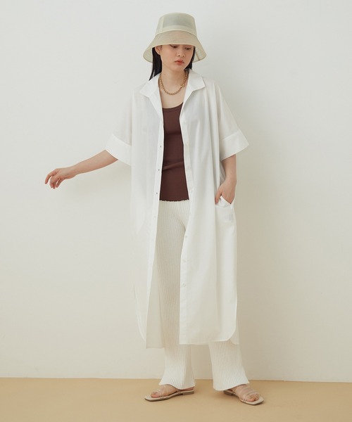 ADAM ET ROPE'(アダムエロペ)の「【アウトレット店舗・WEB限定】TCブロードシャツワンピース(シャツワンピース・レディース・ホワイト/ネイビー/ブラウン系その他2/ブルー系その他4・FREE)」の14枚目の写真