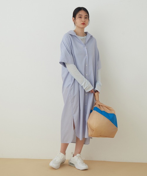 ADAM ET ROPE'(アダムエロペ)の「【アウトレット店舗・WEB限定】TCブロードシャツワンピース(シャツワンピース・レディース・ホワイト/ネイビー/ブラウン系その他2/ブルー系その他4・FREE)」の19枚目の写真