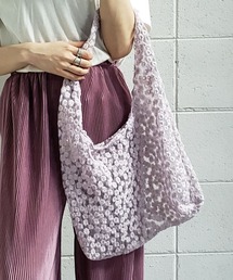 フラワー刺繍シースルートートバッグ【巾着シフォンポーチ付き】