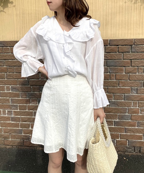 one after another NICE CLAUP(ワンアフターアナザーナイスクラップ)の「フレアミニスカート(スカート・レディース・ブラック/ホワイト系その他/ブラック系その他・FREE)」の1枚目の写真