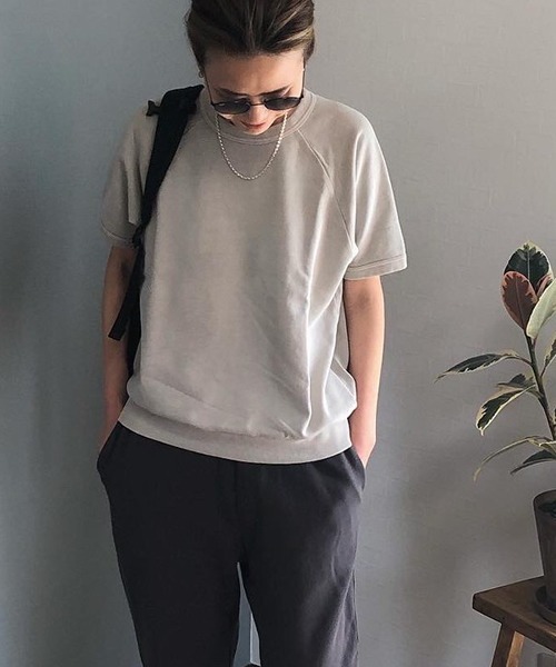 ROOP TOKYO by みー（ループトウキョウバイミー）の「ROOPTOKYO by みー Raglan Pigment S/S Sweat スウェットTシャツ レイヤード 大人カジュアル ミリタリー（Tシャツ/カットソー・レディース・アイボリー/ブラック/ライトベージュ/ネイビー/パープル・FREE）」の3枚目の写真