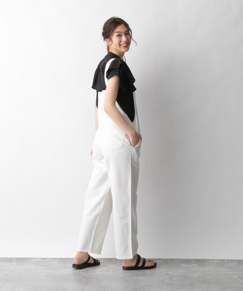 GLOBAL WORK(グローバルワーク)の「リネンカツラギオーバーオール/937177(サロペット/オーバーオール・レディース・ホワイト/オフホワイト/ダークグレー・FREE)」の8枚目の写真