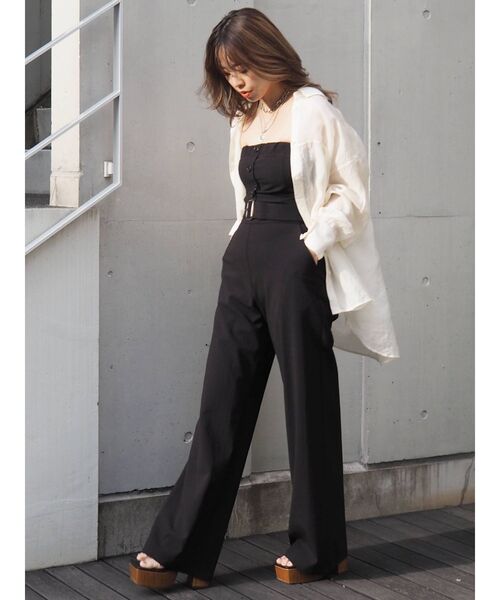 EVRIS（エヴリス）の「ベアオールインワン（つなぎ/オールインワン・レディース・グレー/ブラック/ホワイト・FREE）」の21枚目の写真