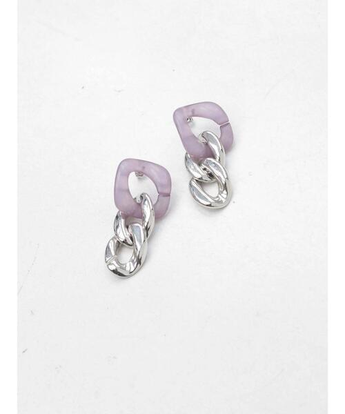 AMERICAN HOLIC（アメリカンホリック）の「アクリル&メタルチェーンピアス（ピアス（両耳用）・レディース・パープル/ブラウン/ベージュ・FREE）」の6枚目の写真