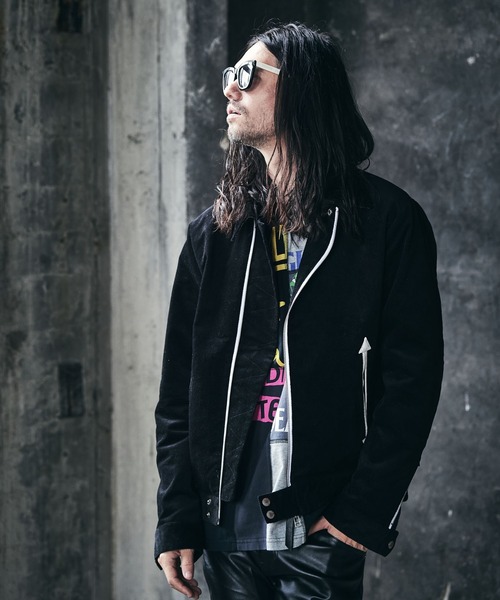 glamb（グラム）の「Corduroy collar riders / コーデュロイカラーライダース（ライダースジャケット・メンズ・レッド/ブラック・S/M/L）」の2枚目の写真