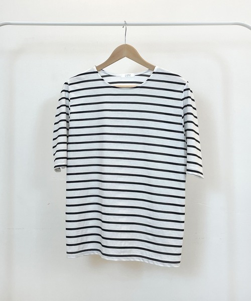 CEMONEMO(セモネモ)の「半袖 ボーダー パフスリーブ カットソー(Tシャツ/カットソー・レディース・ライトブルー/ベージュ/アイボリー/ミント・FREE)」の12枚目の写真