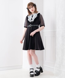 オーガンジーフリル上品ワンピース